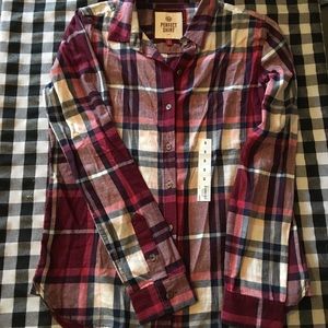 Burgundy Shades Plaid Flannel Button Up by SO